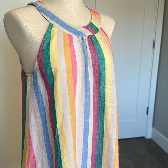 C&C California Linen Rainbow Stripe Halter Shift Dress-NWOT - Picture 3 of 13